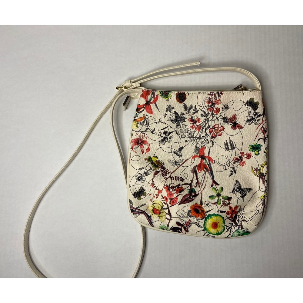 Kenneth Cole Reaction Floral Print Crossbody Bag‎ Cream Multi Color Small - Picture 15 of 16